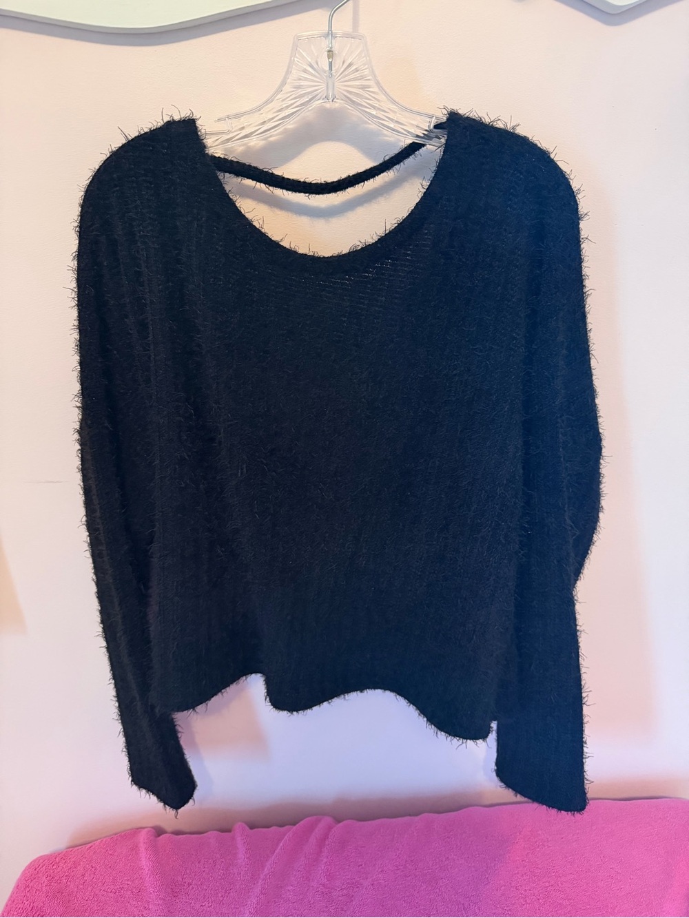 Vintage Havana Black Fuzzy Scoop Neck Sweater